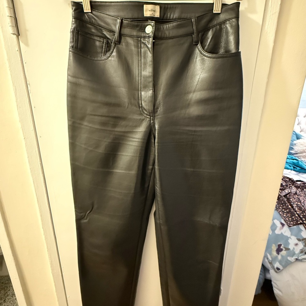 Aritzia Wilfred Black Leather Pants